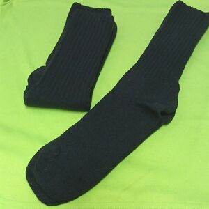Navy Blue Ribbed Medium Socks Size 5-9 Made In USA NWT Crew Top 2 Pair